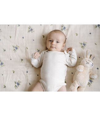 ROSE & LÉO CACHE-COUCHE MANCHES LONGUES - RAYURES BEIGE