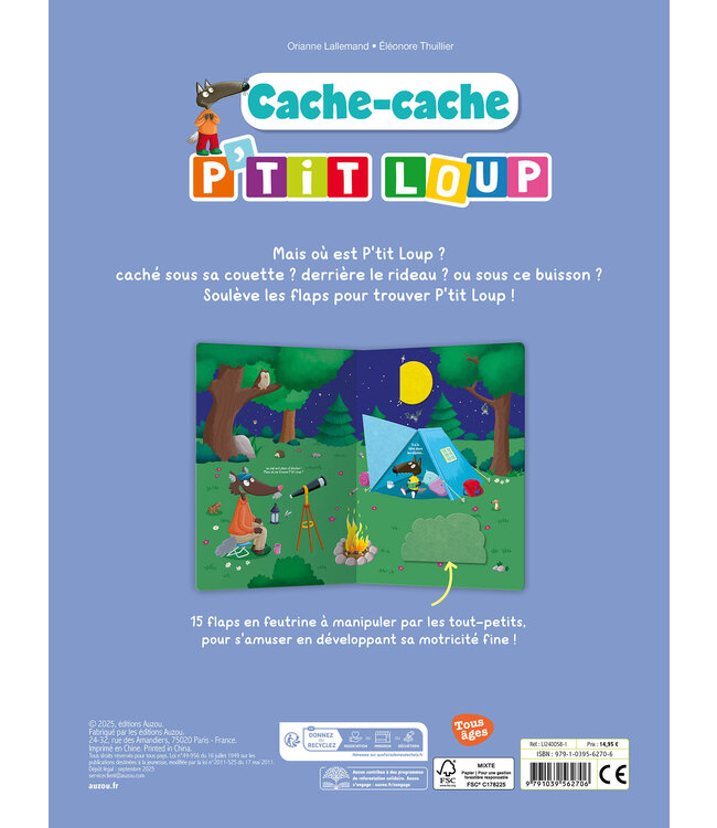 AUZOU LIVRE À FLAPS - CACHE-CACHE P'TIT LOUP
