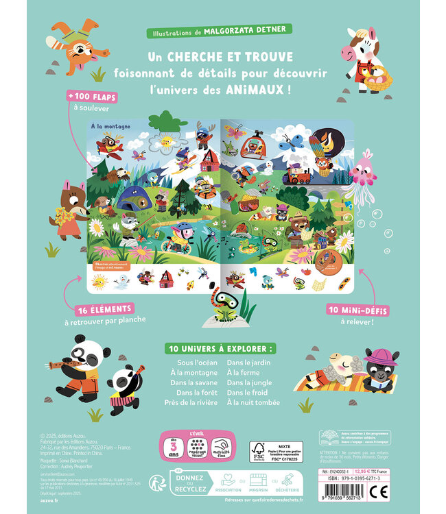 AUZOU MON CHERCHE ET TROUVE SURPRISE - CHEZ LES ANIMAUX