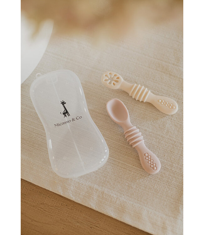 MICASSO & CO CUILLÈRES D'APPRENTISSAGE EN SILICONE - MAUVE & CRÈME