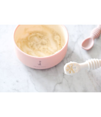 MICASSO & CO CUILLÈRES D'APPRENTISSAGE EN SILICONE - VIEUX ROSE & BLANC CRÈME