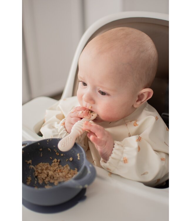 MICASSO & CO CUILLÈRES D'APPRENTISSAGE EN SILICONE - BLEU PÂLE & BLANC CRÈME