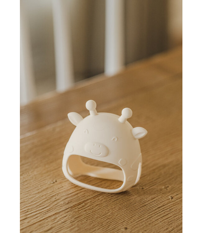 MICASSO & CO MITAINE DE DENTITION EN SILICONE GIRAFE- BLANC CRÈME
