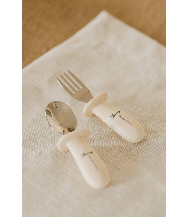 MICASSO & CO ENSEMBLE CUILLÈRE & FOURCHETTE - BLANC CRÈME