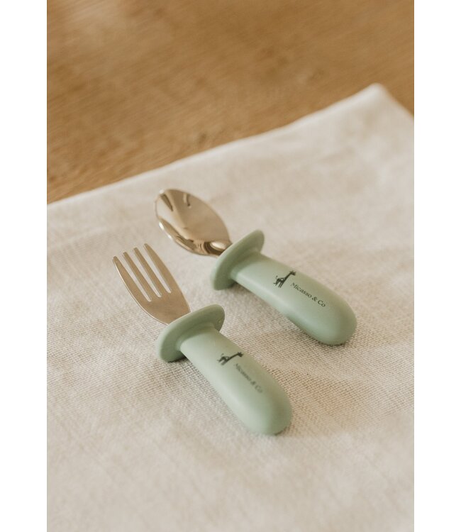 MICASSO & CO ENSEMBLE CUILLÈRE & FOURCHETTE - VERT TENDRE