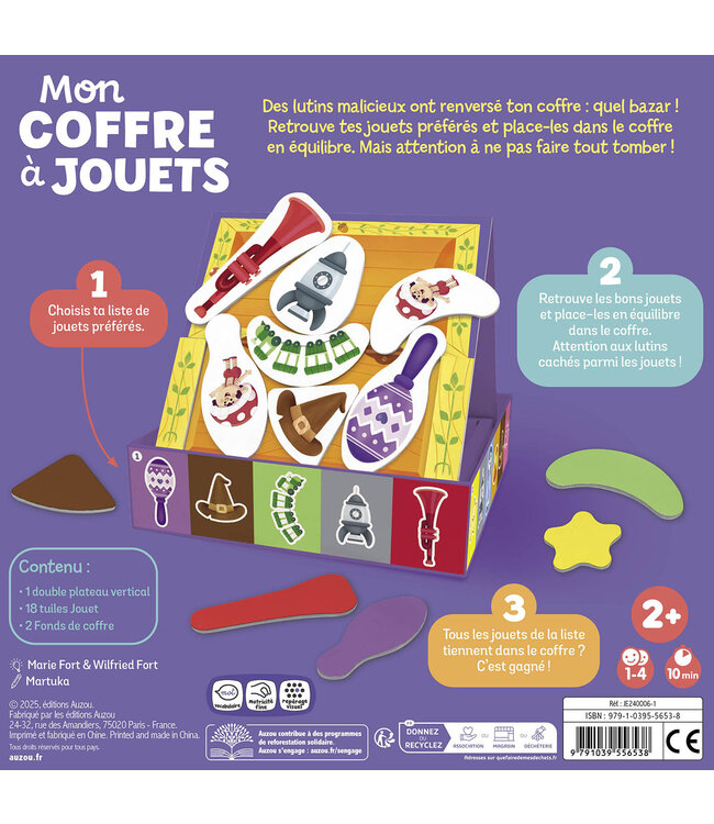 AUZOU JEU DE DEXTÉRITÉ - MON COFFRE À JOUETS