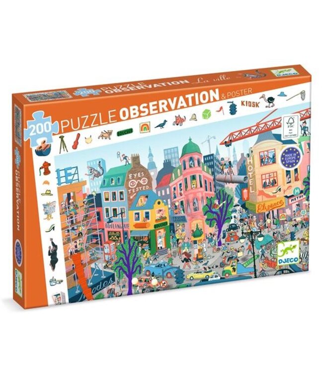 DJECO PUZZLE D'OBSERVATION (200 MCX) - LA VILLE