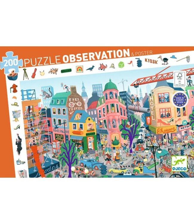DJECO PUZZLE D'OBSERVATION (200 MCX) - LA VILLE