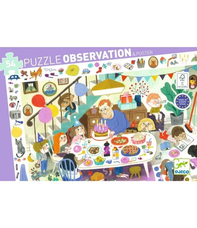 DJECO PUZZLE D'OBSERVATION (54 MCX) - LA FÊTE D'ANNIVERSAIRE