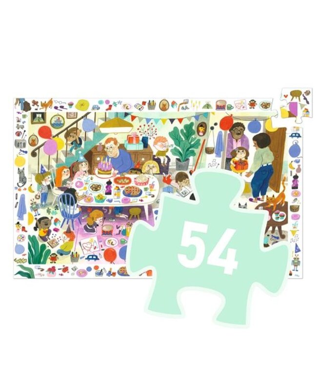 DJECO PUZZLE D'OBSERVATION (54 MCX) - LA FÊTE D'ANNIVERSAIRE