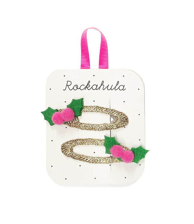 ROCKAHULA ENS. 2 BARRETTES - HOLLY POM POM