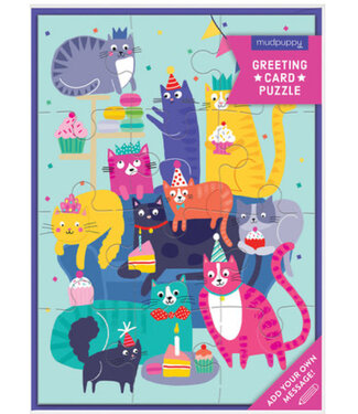 CARTE PUZZLE - CAT PARTY GREETING