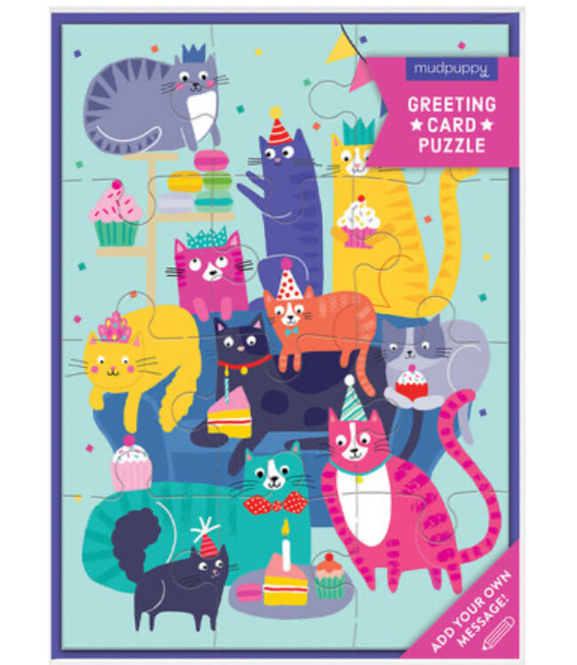 CARTE PUZZLE - CAT PARTY GREETING