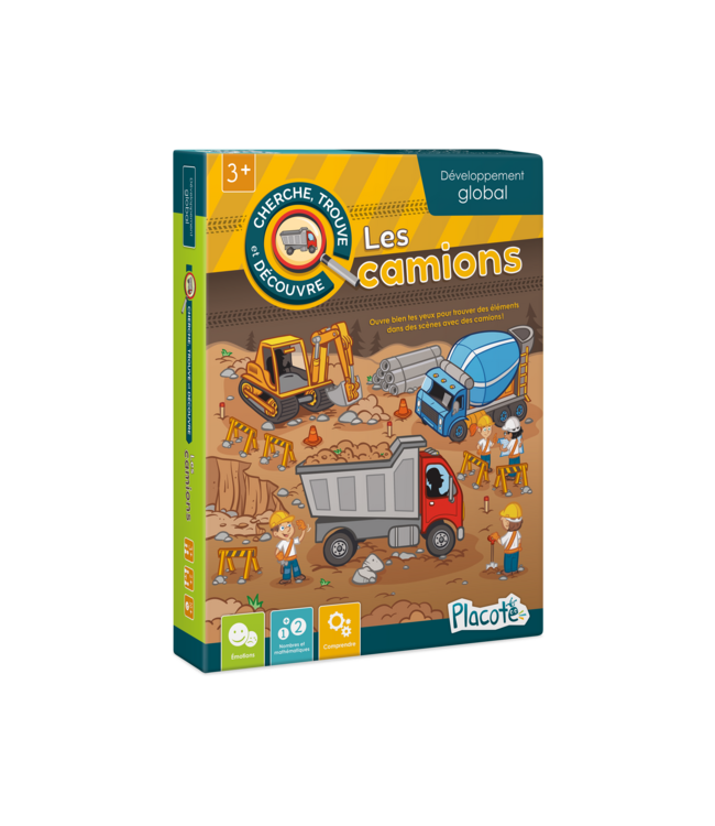 PLACOTE JEU ÉDUCATIF - CHERCHE, TROUVE & DÉCOUVRE : LES CAMIONS
