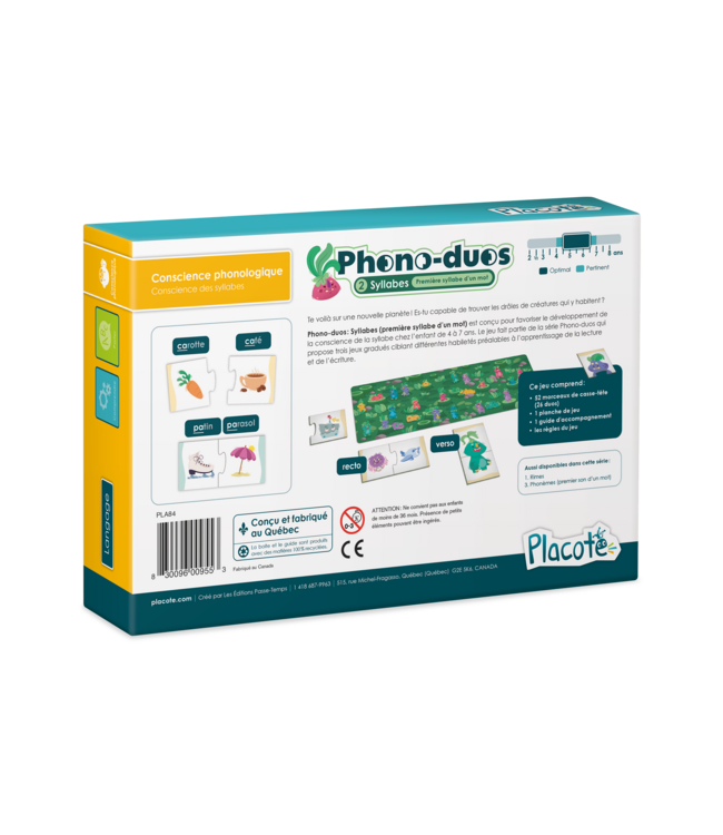 PLACOTE JEU ÉDUCATIF - PHONO DUO : SYLLABES