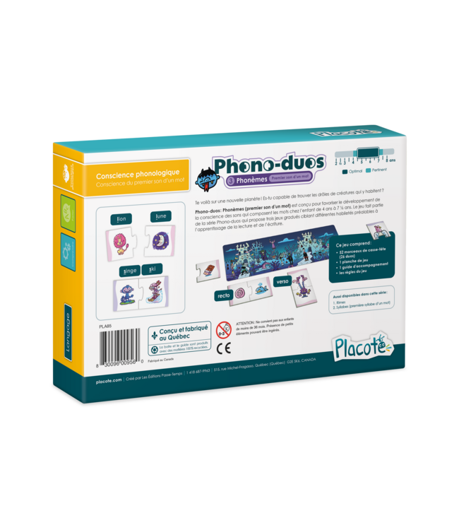 PLACOTE JEU ÉDUCATIF - PHONO DUO : PHONÈMES