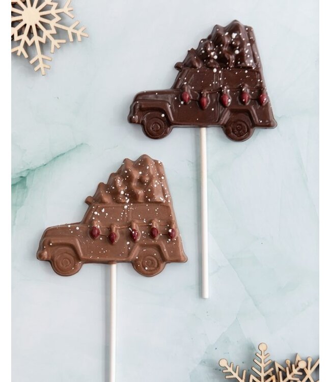CHOCOLAT AU LAIT - SUCETTE VOITURE AVEC SAPIN