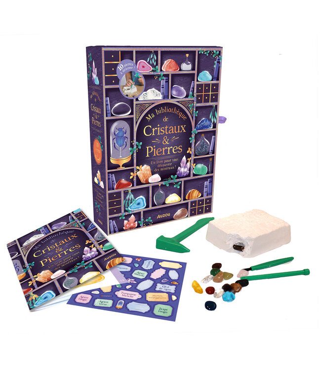 AUZOU Coffret - Ma bibliothèque de cristaux et pierres !