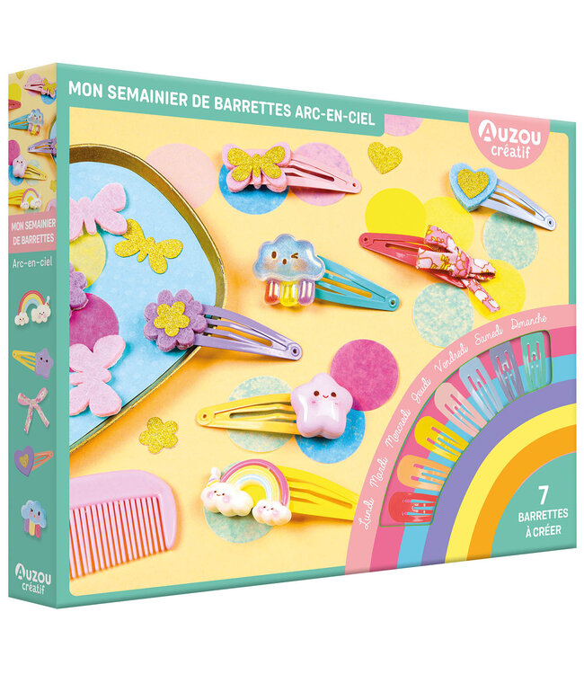 AUZOU Mon semainier de barrettes arc-en-ciel