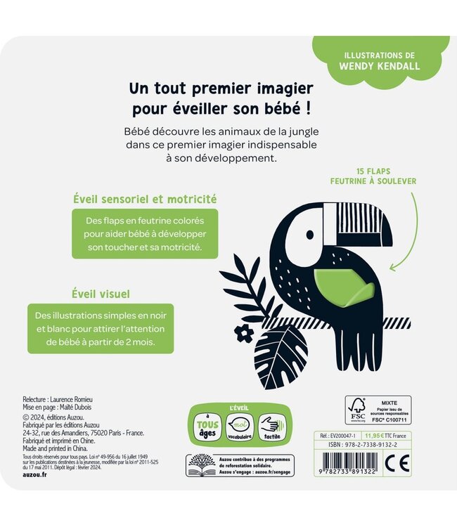 AUZOU LIVRE - MES PREMIERS FLAPS : LES ANIMAUX DE LA JUNGLE ET LA SAVANE