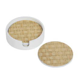 White Raffia Coaster Set