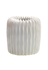 Large White Ceramic Ripple Vase