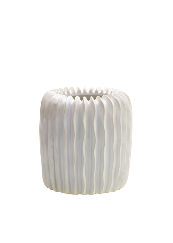 Small White Ceramic Ripple Vase