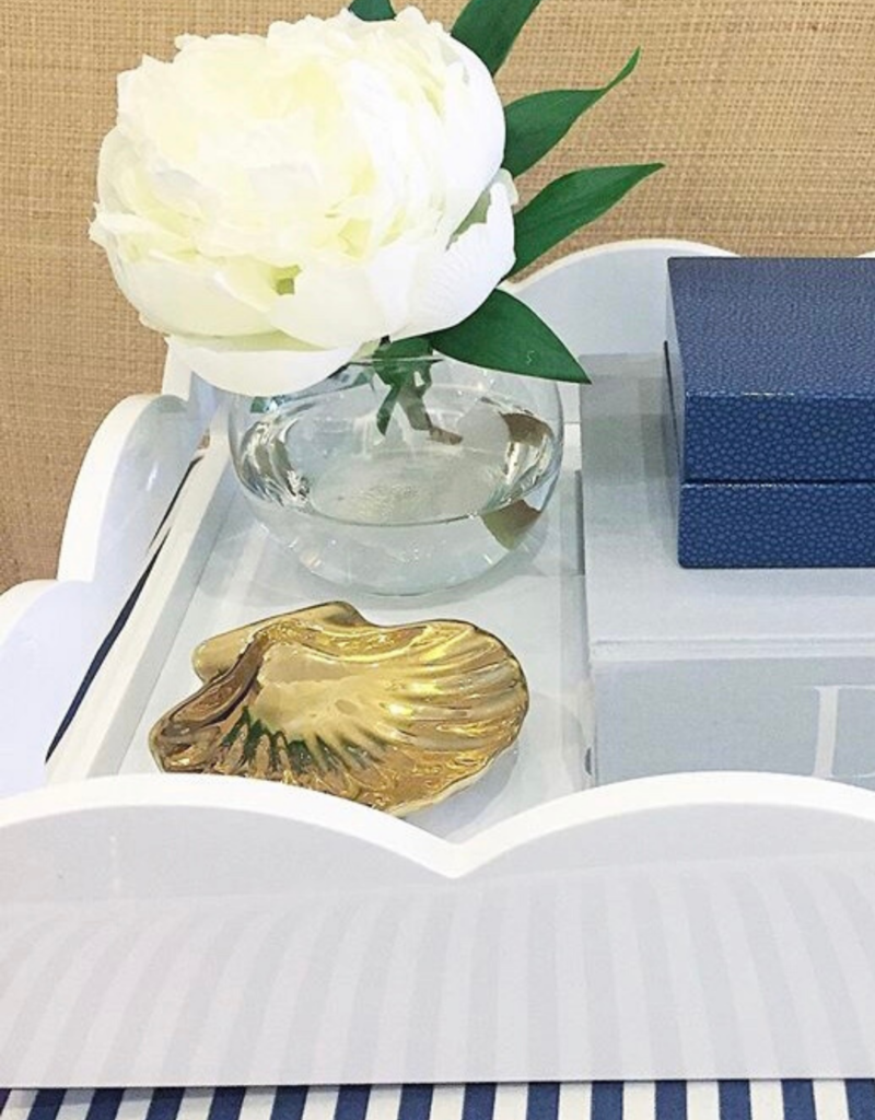 Lacquered White Scallop Tray Found