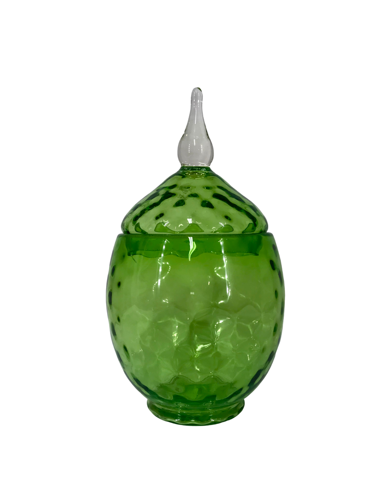 Vintage Green Lidded Glass Jar
