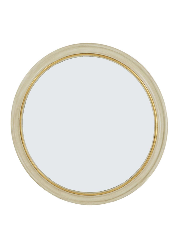 White & Gold Round Mirror