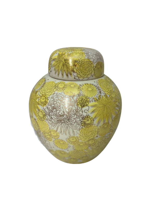 Vintage Yellow Floral Urn