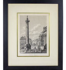 Vintage Framed French Obelisk Engraving - Trajana