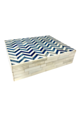 Ivory & Blue Chevron Bone Box