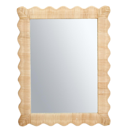 Rattan Scalloped Rectangular Mirror