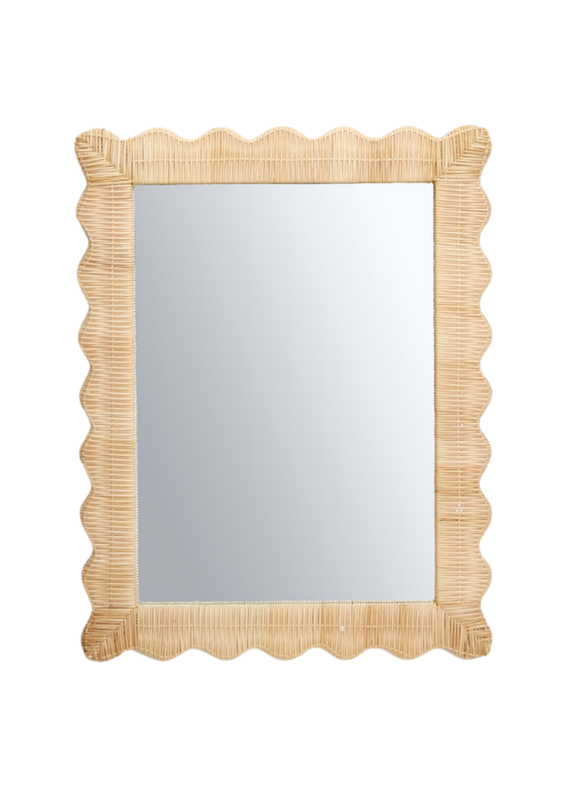 Rattan Scalloped Rectangular Mirror