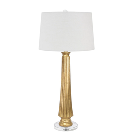 Gold Ribbed Lamp on Glass Base