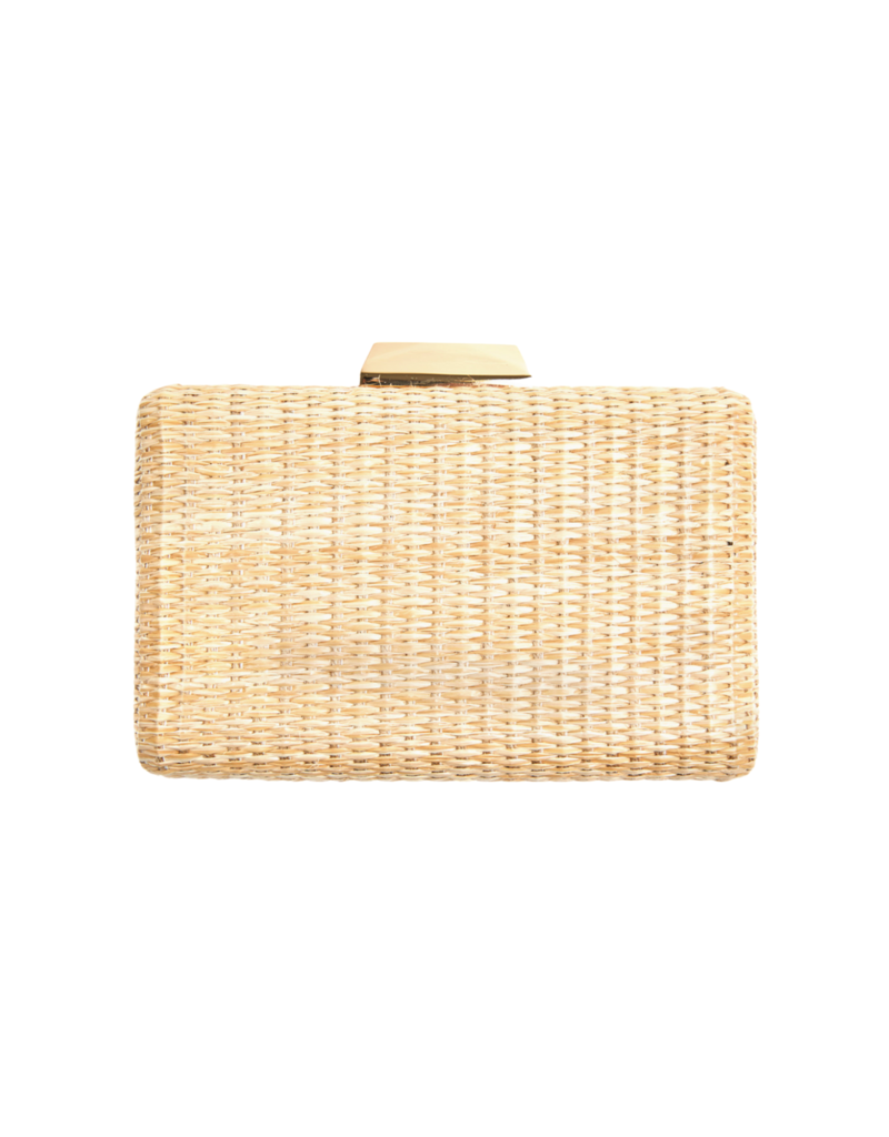 Straw Clutch with Gold Clasp