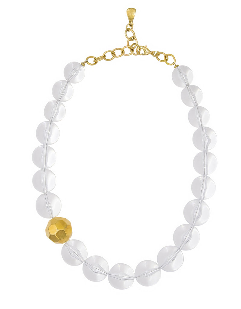 Lucite & Gold Ball Necklace