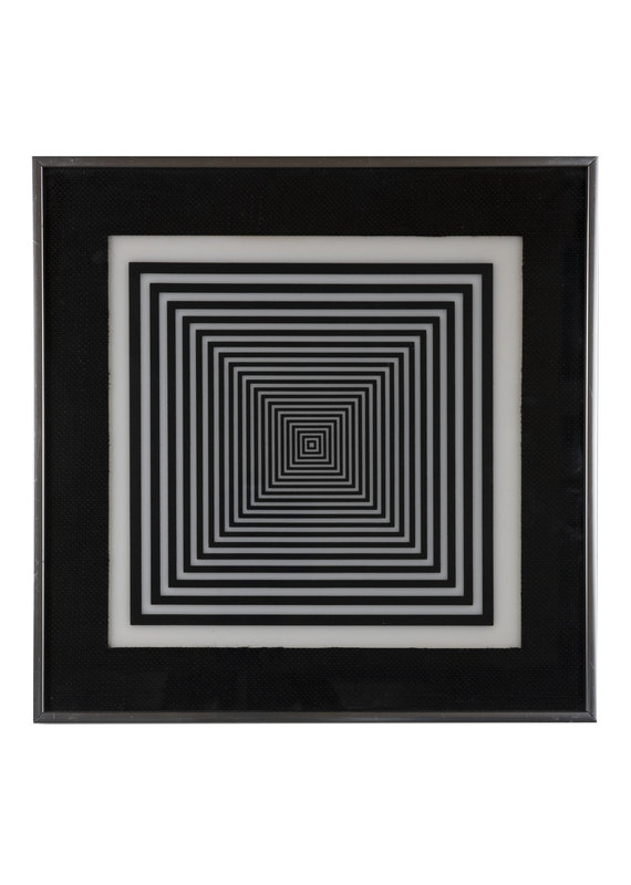 Vintage Framed Black & White Square Illusion