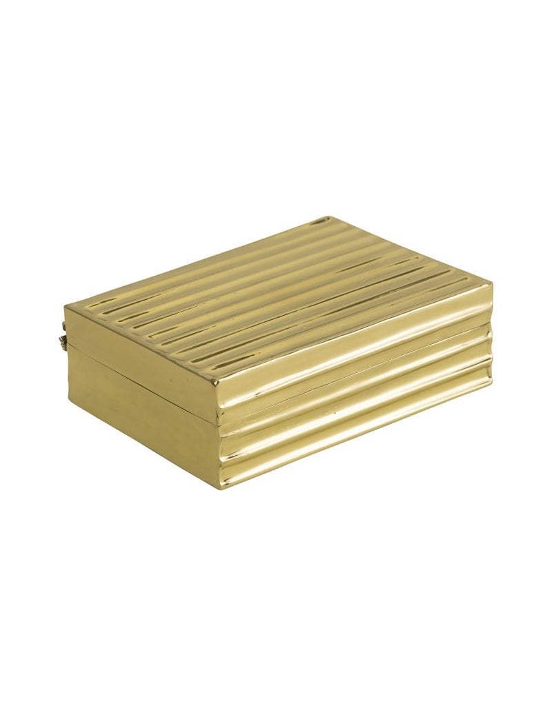 Small Ribbed Brass Box - Found