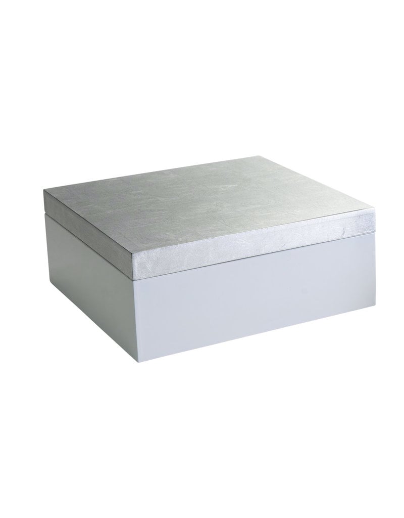 Large Silver & White Lidded Box