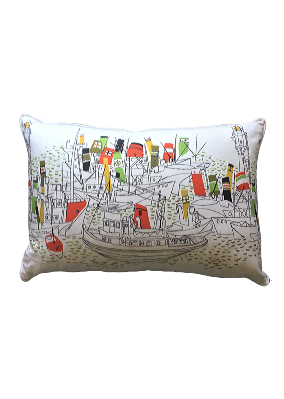 Vintage Tug Boat Lumbar Pillow