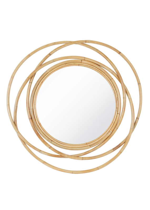 Large Natural Rattan Open Loop Mirror