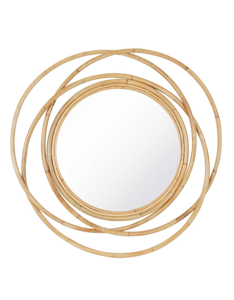 Large Natural Rattan Open Loop Mirror