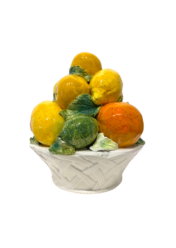 Vintage Lemon & Orange Ceramic Fruit Basket