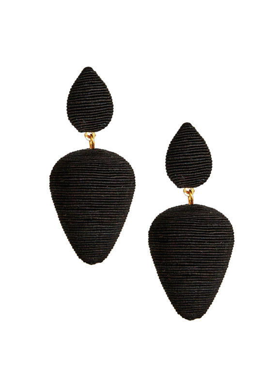 Black Cord Covered Drop Earring