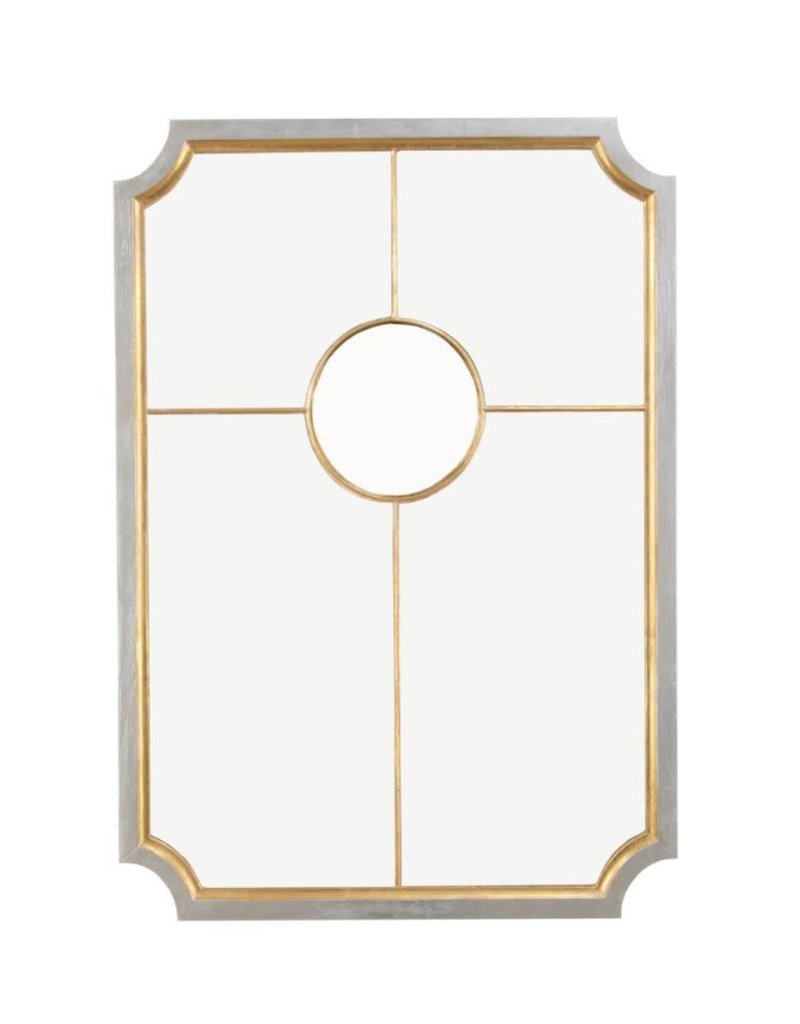 Silver & Gold Leaf Section Mirror with Convex Center
