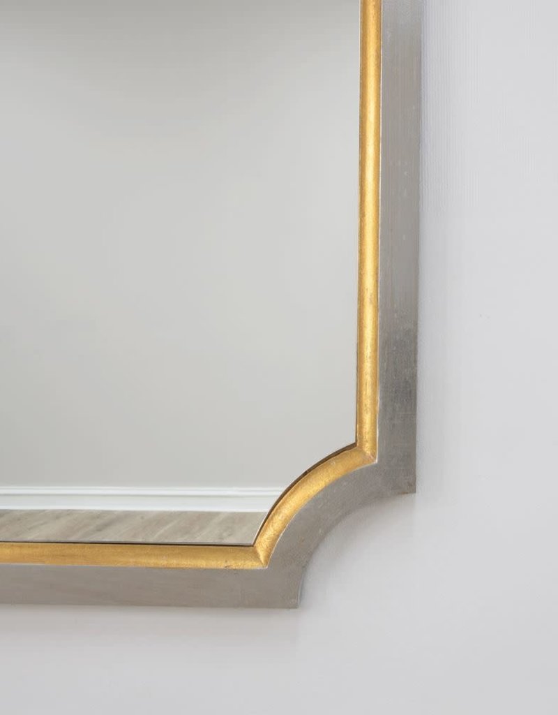 Silver & Gold Leaf Section Mirror with Convex Center