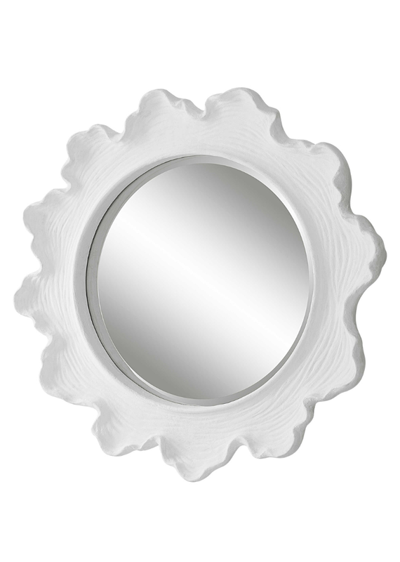 White Round Organic Sunburst Mirror