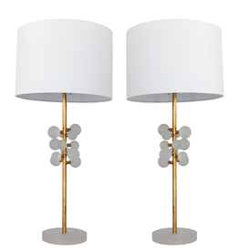 Pair of Gold Lamps with Lucite Ball Cluster Detail